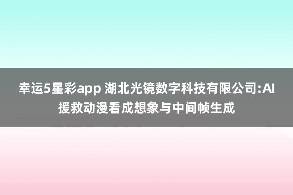幸运5星彩app 湖北光镜数字科技有限公司:AI援救动漫看成想象与中间帧生成