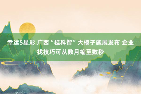 幸运5星彩 广西“桂科智”大模子施展发布 企业找技巧可从数月缩至数秒
