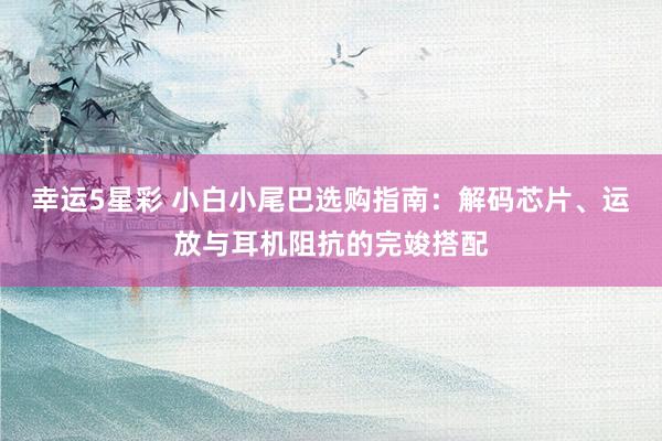 幸运5星彩 小白小尾巴选购指南：解码芯片、运放与耳机阻抗的完竣搭配