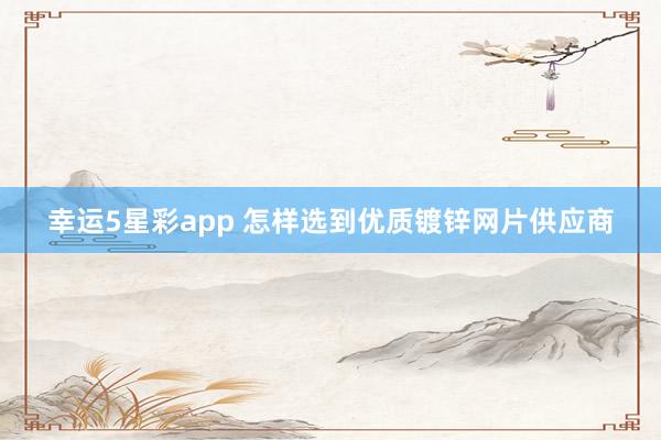 幸运5星彩app 怎样选到优质镀锌网片供应商