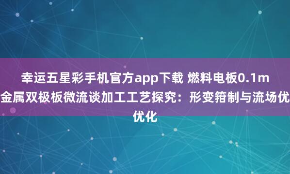 幸运五星彩手机官方app下载 燃料电板0.1mm金属双极板微流谈加工工艺探究：形变箝制与流场优化