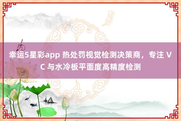 幸运5星彩app 热处罚视觉检测决策商，专注 VC 与水冷板平面度高精度检测