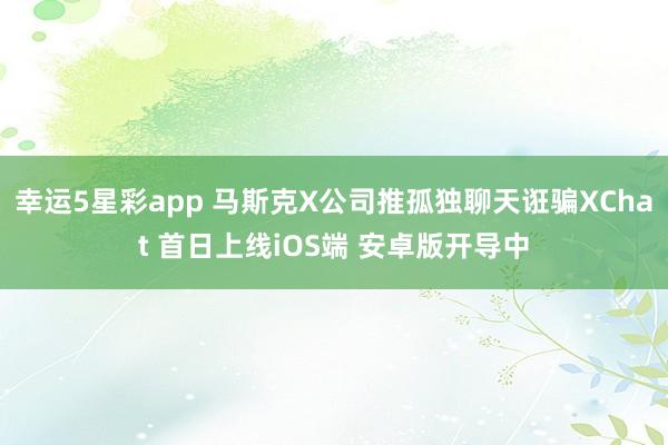 幸运5星彩app 马斯克X公司推孤独聊天诳骗XChat 首日上线iOS端 安卓版开导中