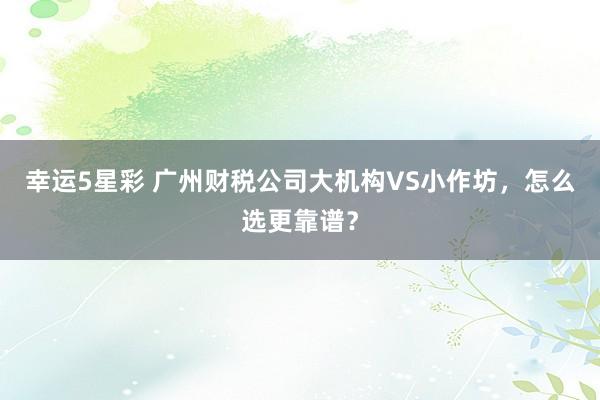 幸运5星彩 广州财税公司大机构VS小作坊，怎么选更靠谱？