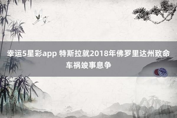 幸运5星彩app 特斯拉就2018年佛罗里达州致命车祸竣事息争